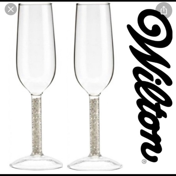 Wilton Set of 2 Toasting Glasses Flutes Champagne - Picture 4 of 6